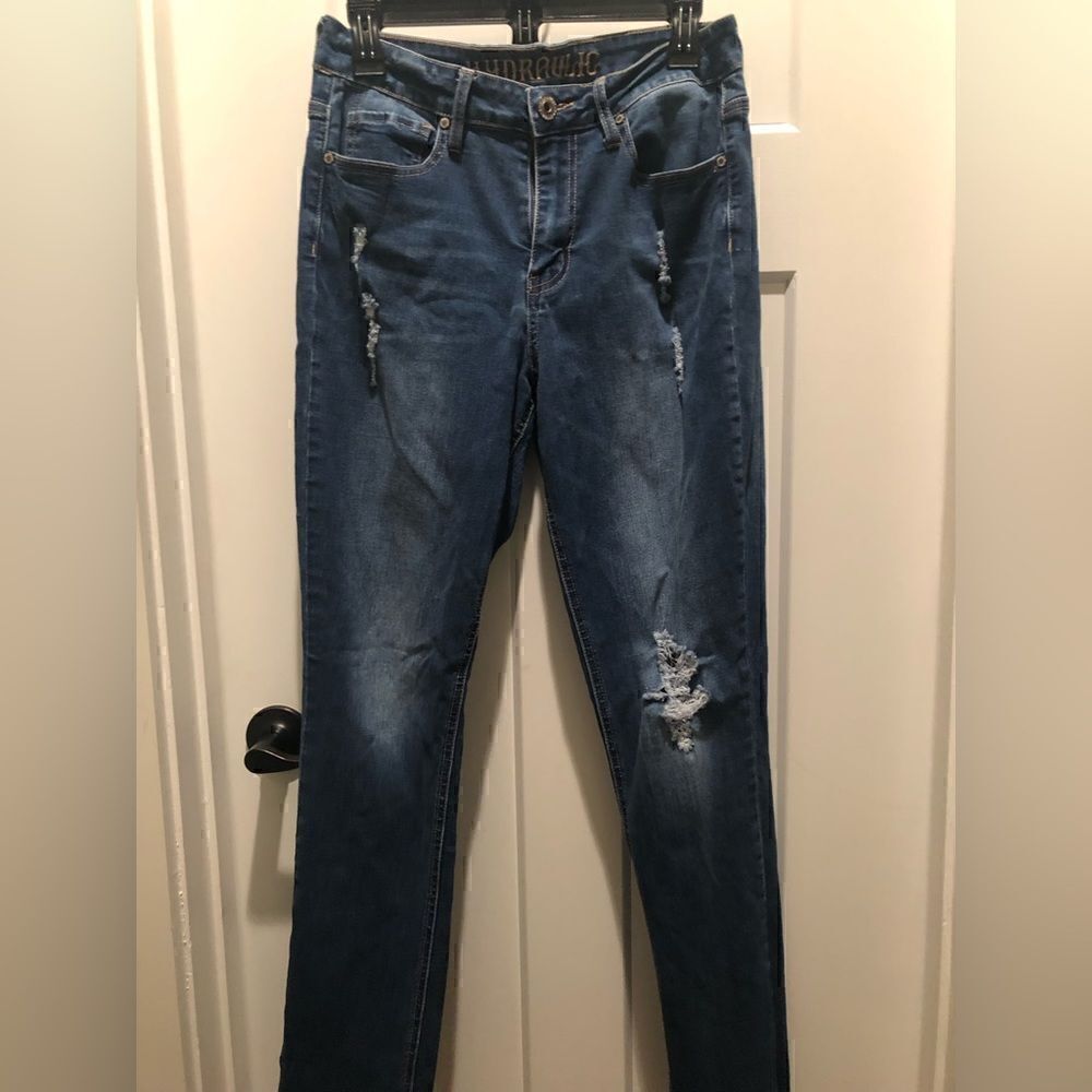HYDRAULIC “WES” High Rise Slim Straight Denim Distressed Jeans Size 11 GUC